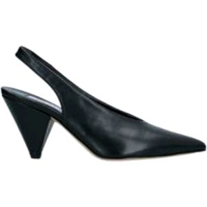 NWB Black Leather Pointed Mule Heels Sz 38…